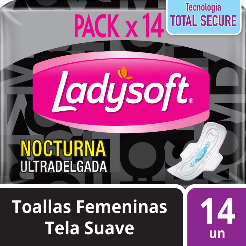 TOALLA FEM NOCTURNA LADYSOFT ULTRADELGADA TELA SUAVE 14UN - 1
