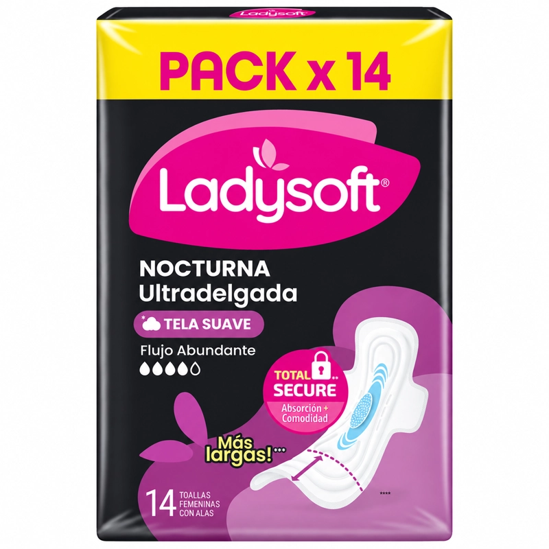 TOALLA FEM NOCTURNA LADYSOFT ULTRADELGADA TELA SUAVE 14UN - 3