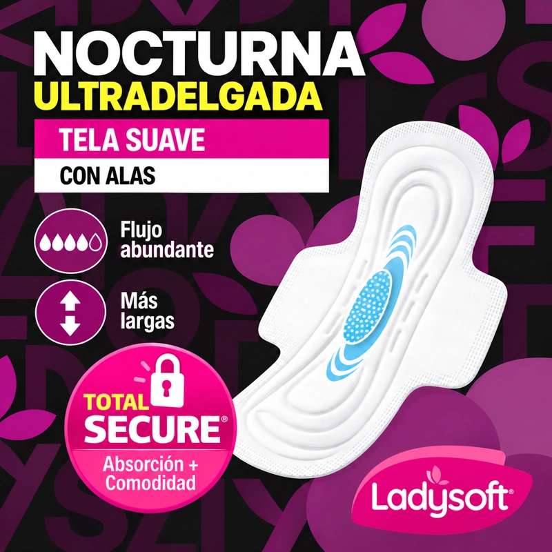 TOALLA FEM NOCTURNA LADYSOFT ULTRADELGADA TELA SUAVE 14UN - 5
