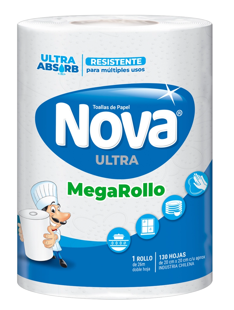 TOALLA DE PAPEL NOVA ULTRA ABSORB MEGA ROLLO 1 UN 26 MT - 2