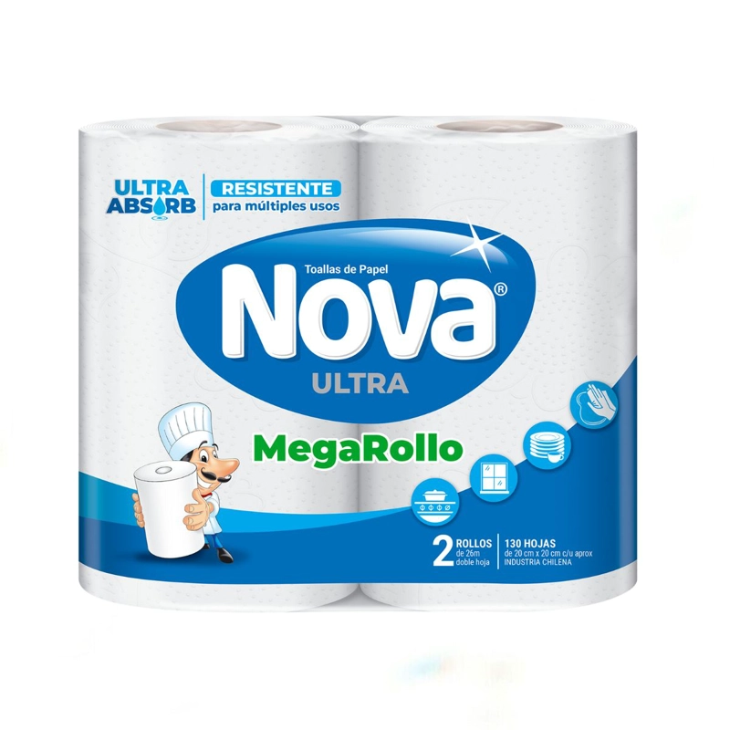 TOALLA DE PAPEL NOVA ULTRA ABSORB MEGA ROLLO 2 UN 26 MT - 2