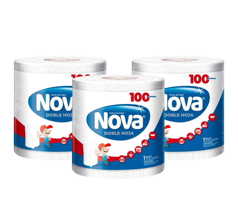 PACK 3 TOALLA DE PAPEL NOVA GIGANTE 100 MT - 2