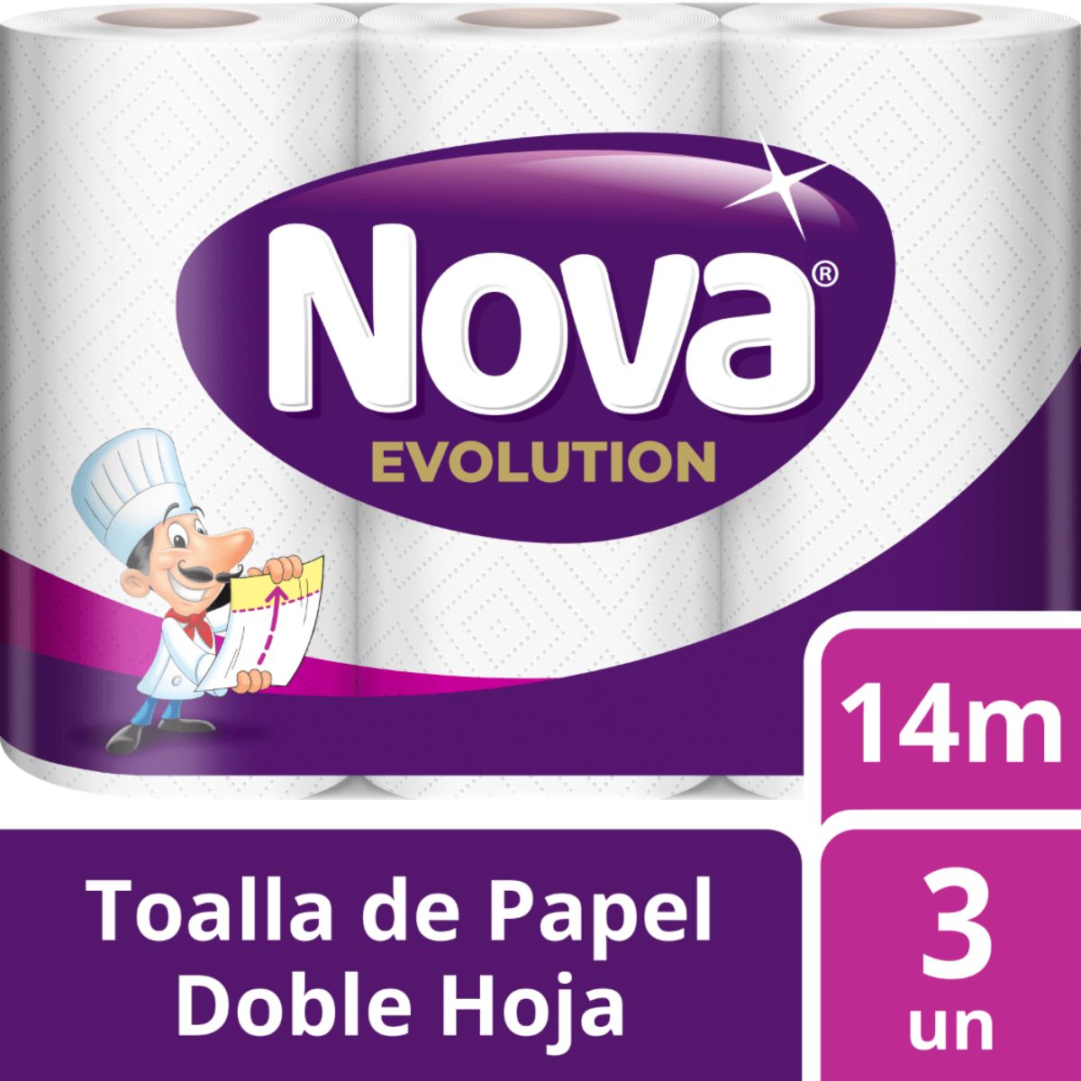 TOALLA DE PAPEL NOVA EVOLUTION ABSORB ROLLO 3 UN 14 MT - 1