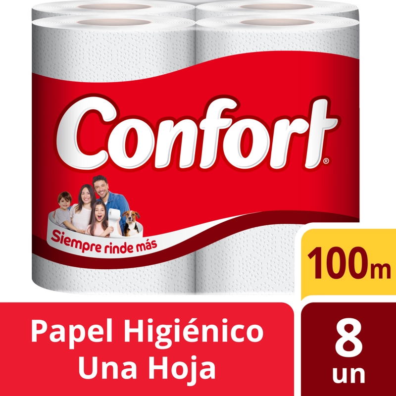 PAPEL HIGIE NICO CONFORT MAX UNA HOJA 8 UN 100 MT - 1