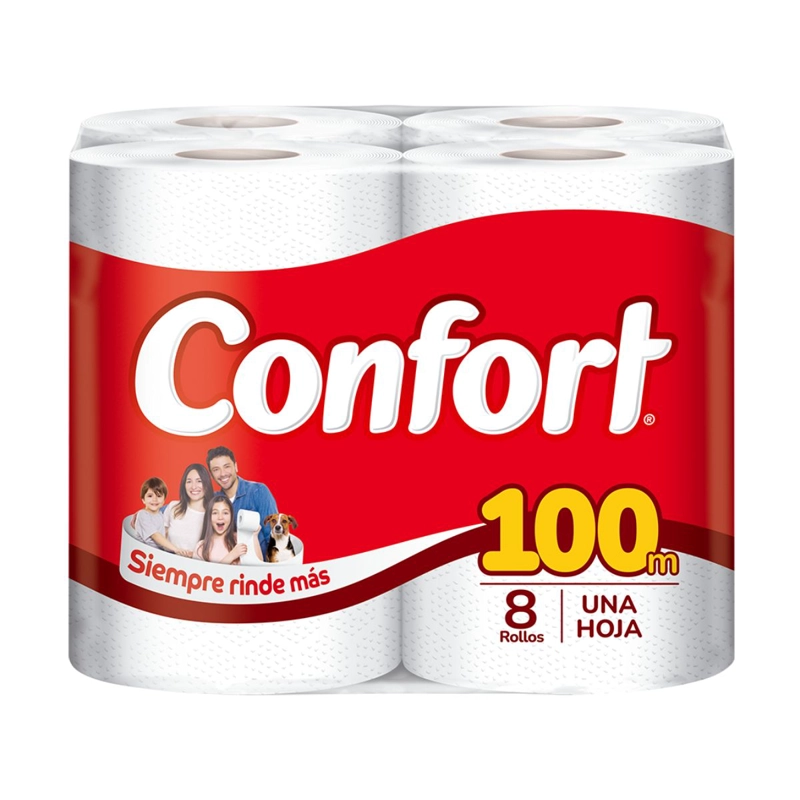 PAPEL HIGIE NICO CONFORT MAX UNA HOJA 8 UN 100 MT - 2