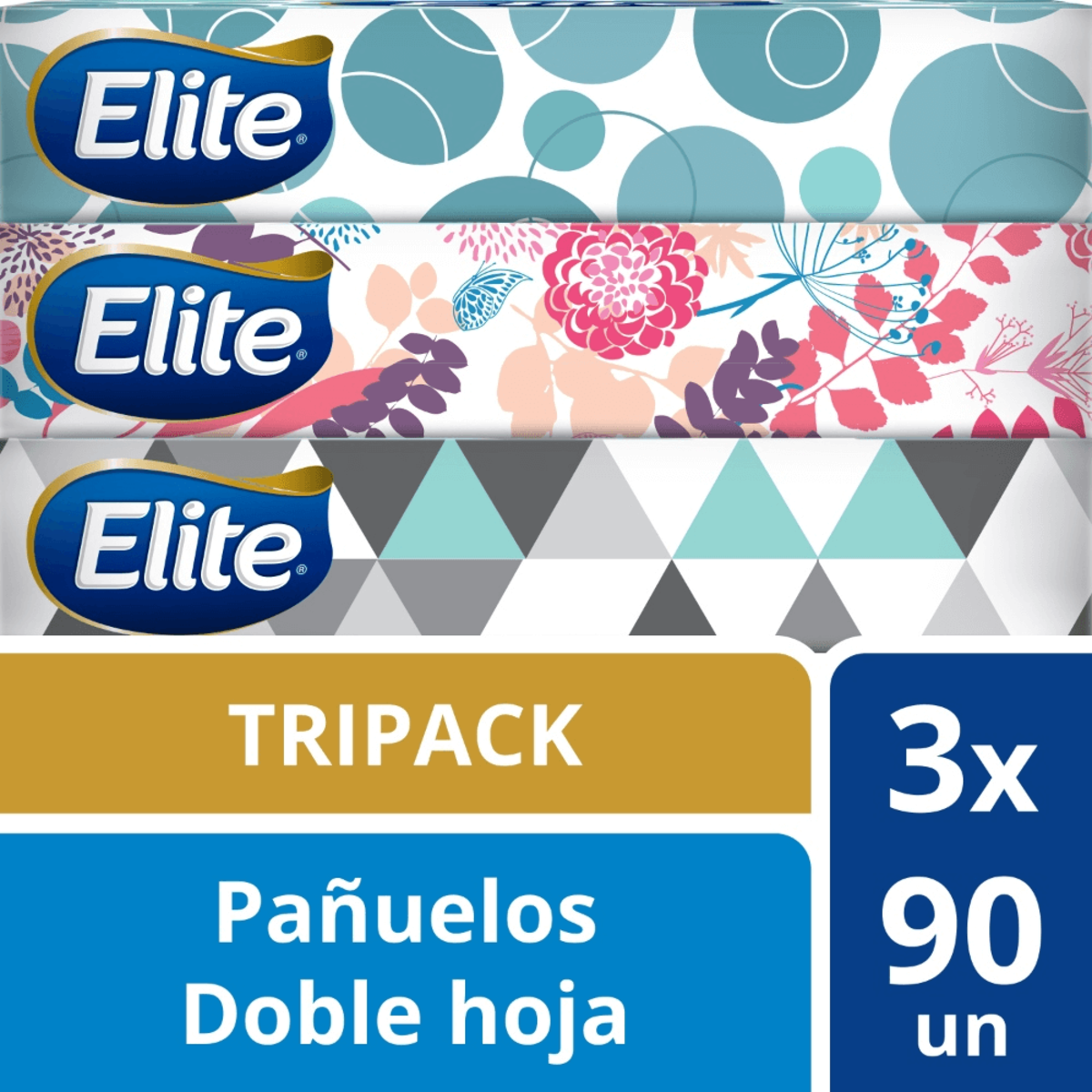 PAÑUELOS FACIALES ELITE DISEÑO 3 PAQ 90 UN - 1