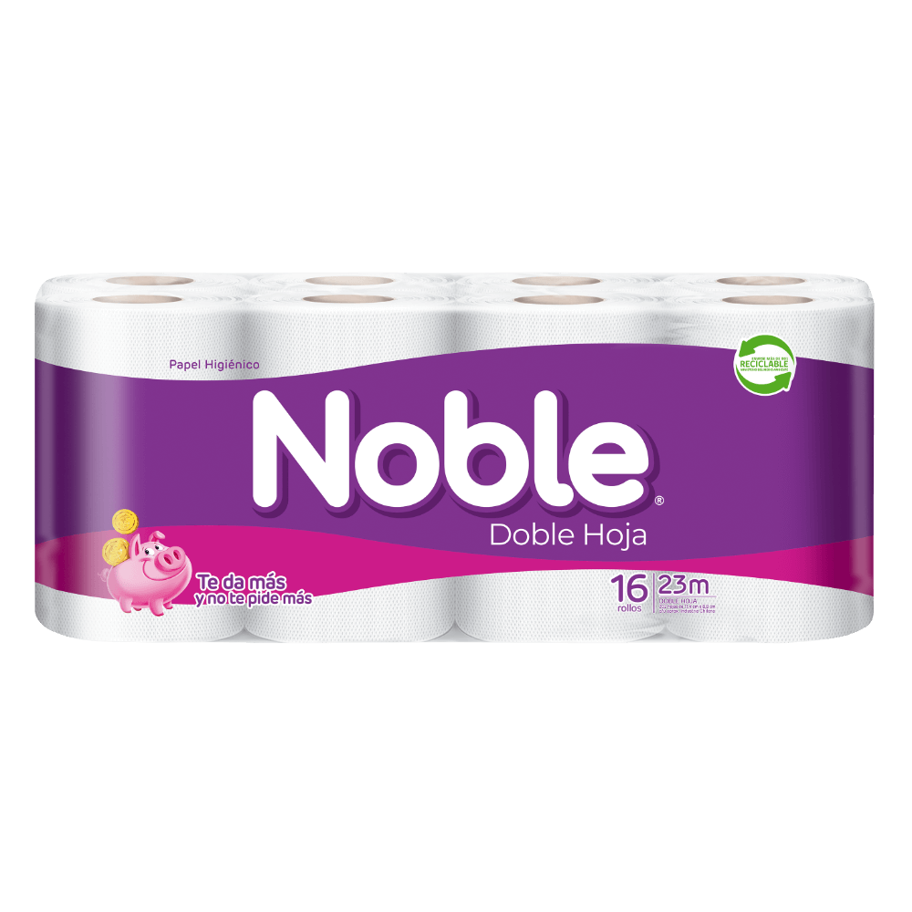 PAPEL HIGIÉNICO NOBLE DOBLE HOJA 16 UN 23 MT - 2