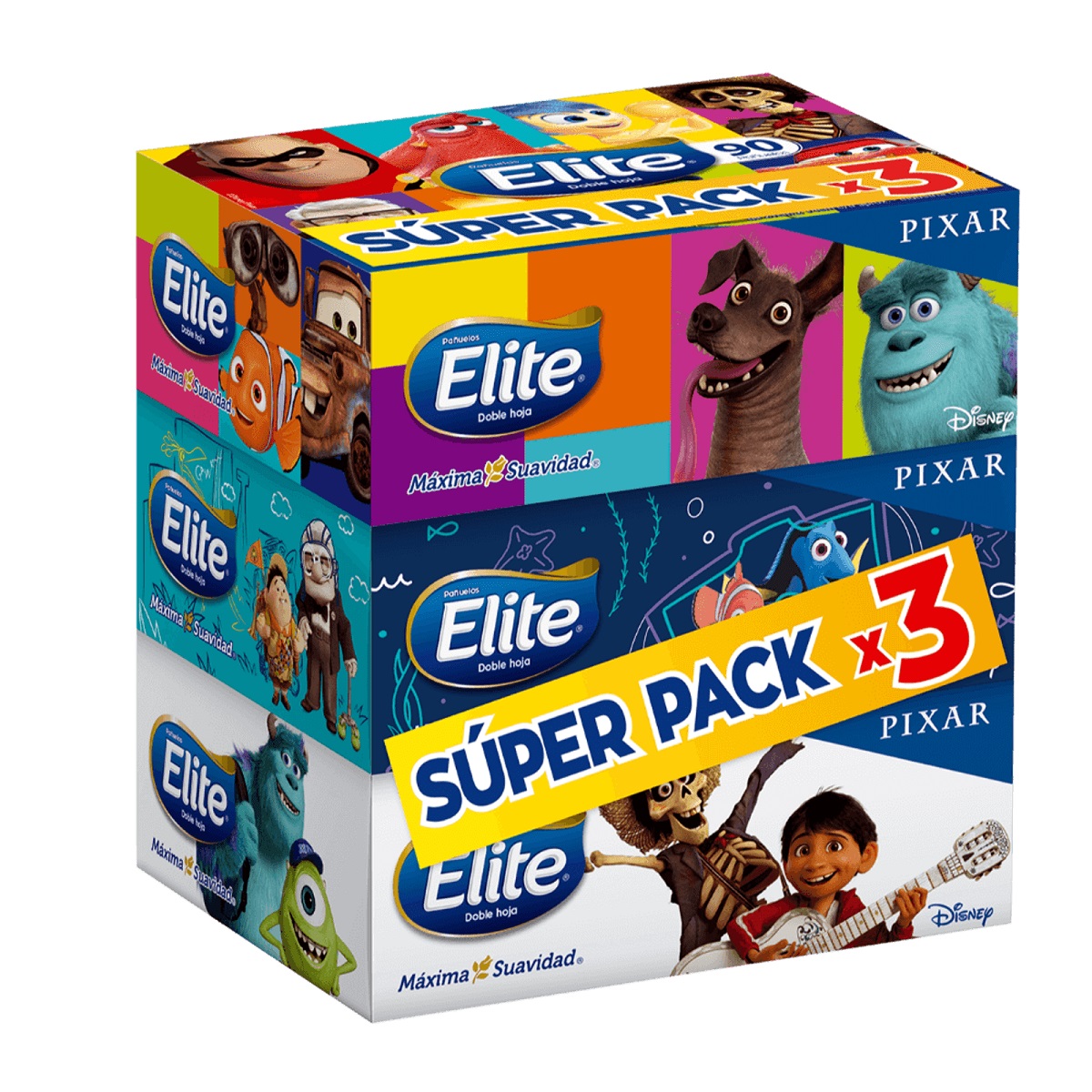 PAÑUELOS FACIALES ELITE DISNEY 3 CAJAS 90 UN - 2