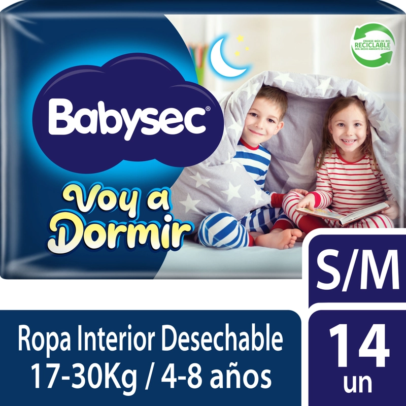 PAÑALES BABYSEC VOY A DORMIR BEBÉ 14 UND S/M - 1