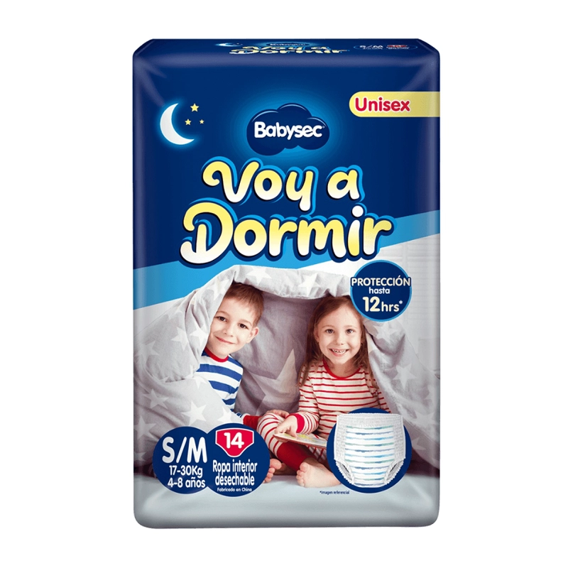 PAÑALES BABYSEC VOY A DORMIR BEBÉ 14 UND S/M - 2