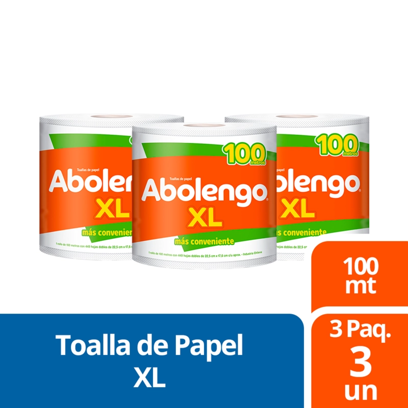 3 PAQUETES TOALLA DE PAPEL ABOLENGO XL 1 UN 100 MT - 1