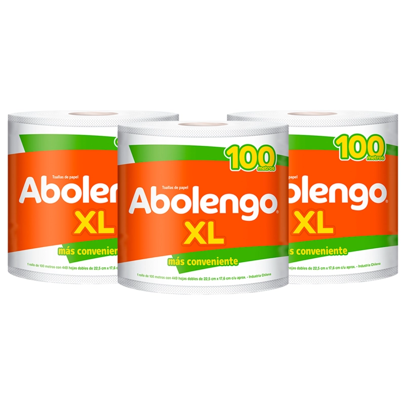 3 PAQUETES TOALLA DE PAPEL ABOLENGO XL 1 UN 100 MT - 2