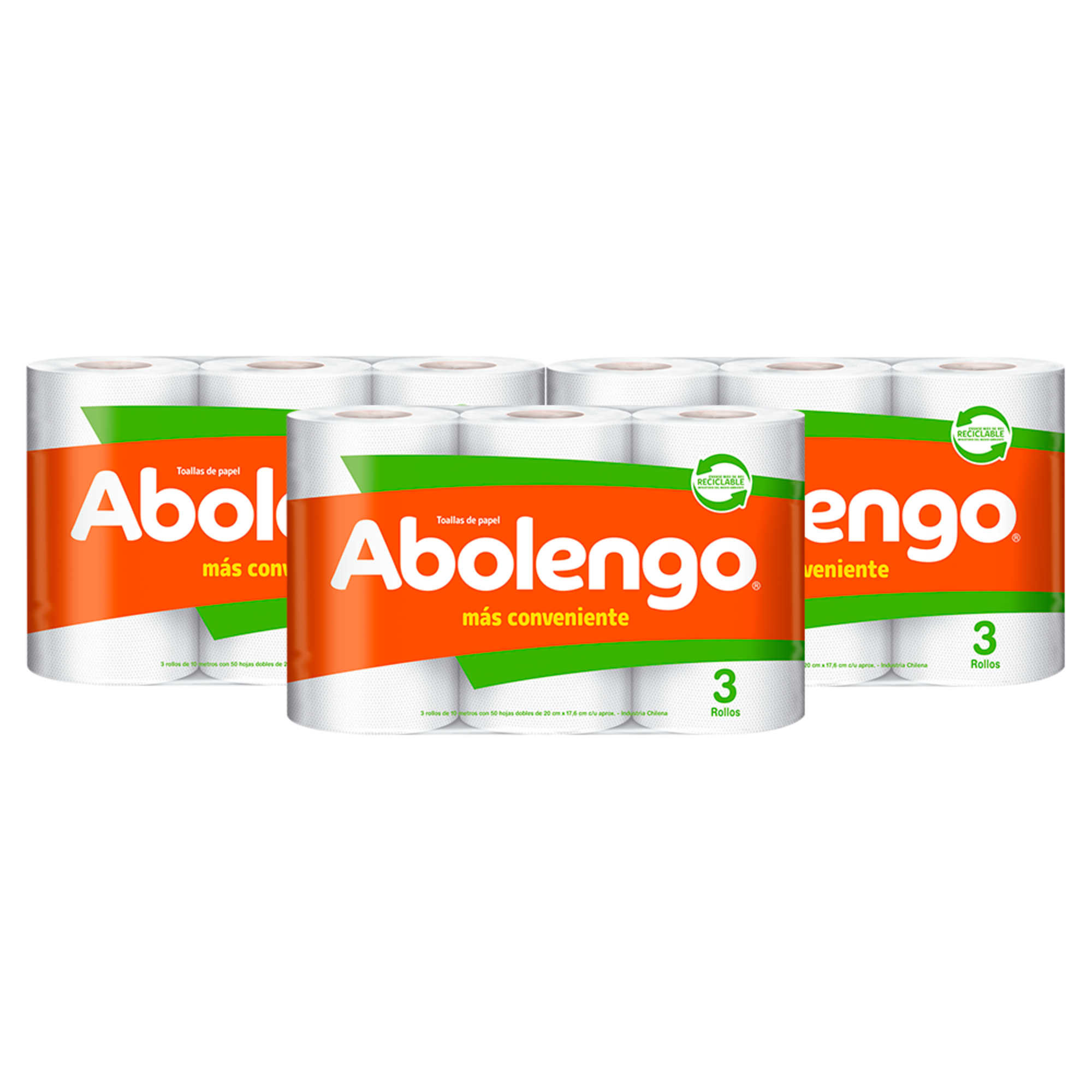 3 PAQUETES TOALLA DE PAPEL ABOLENGO 3 UN 10 MT - 2