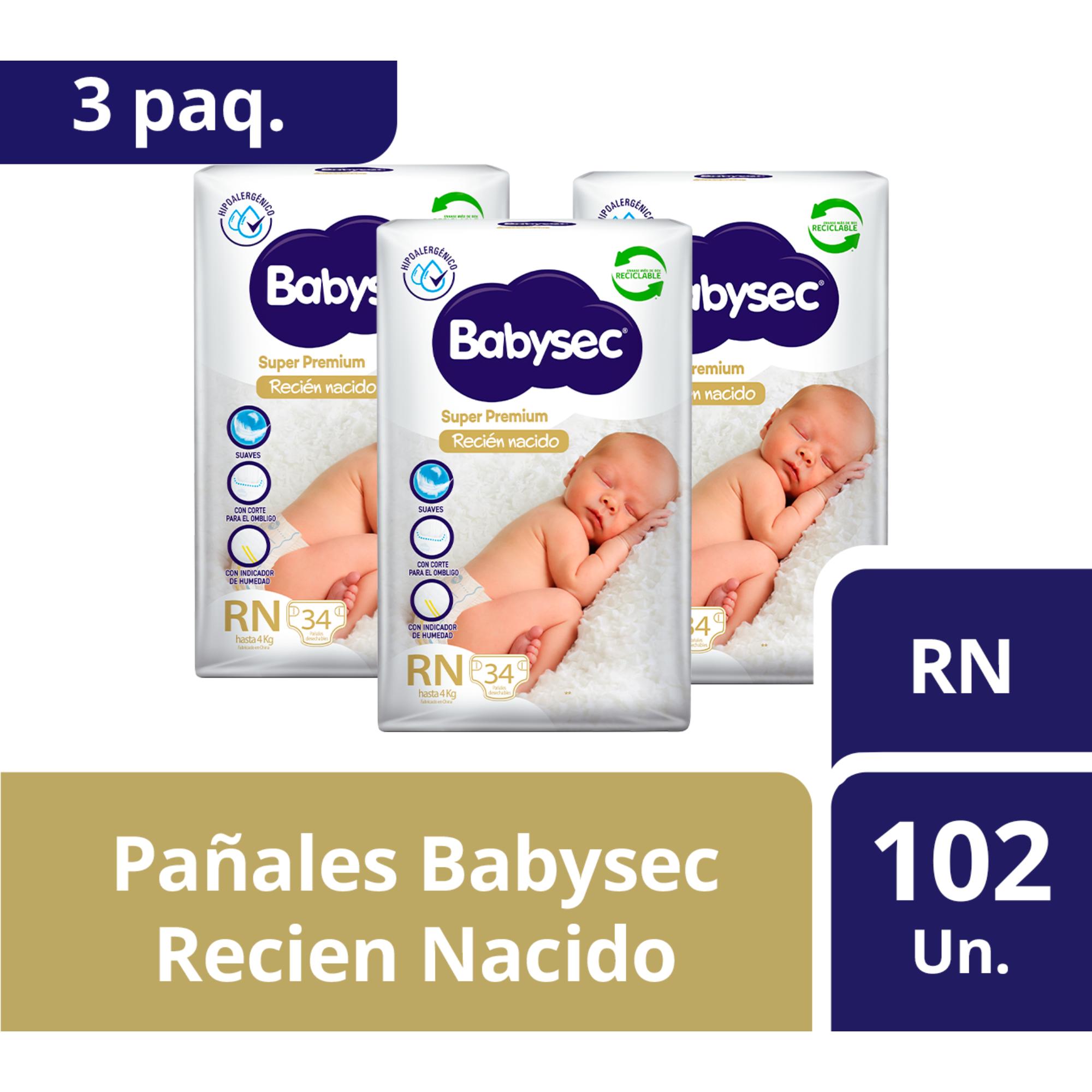 3 PAQUETES PAÑALES BABYSEC RECIEN NACIDO 102 UN - 1