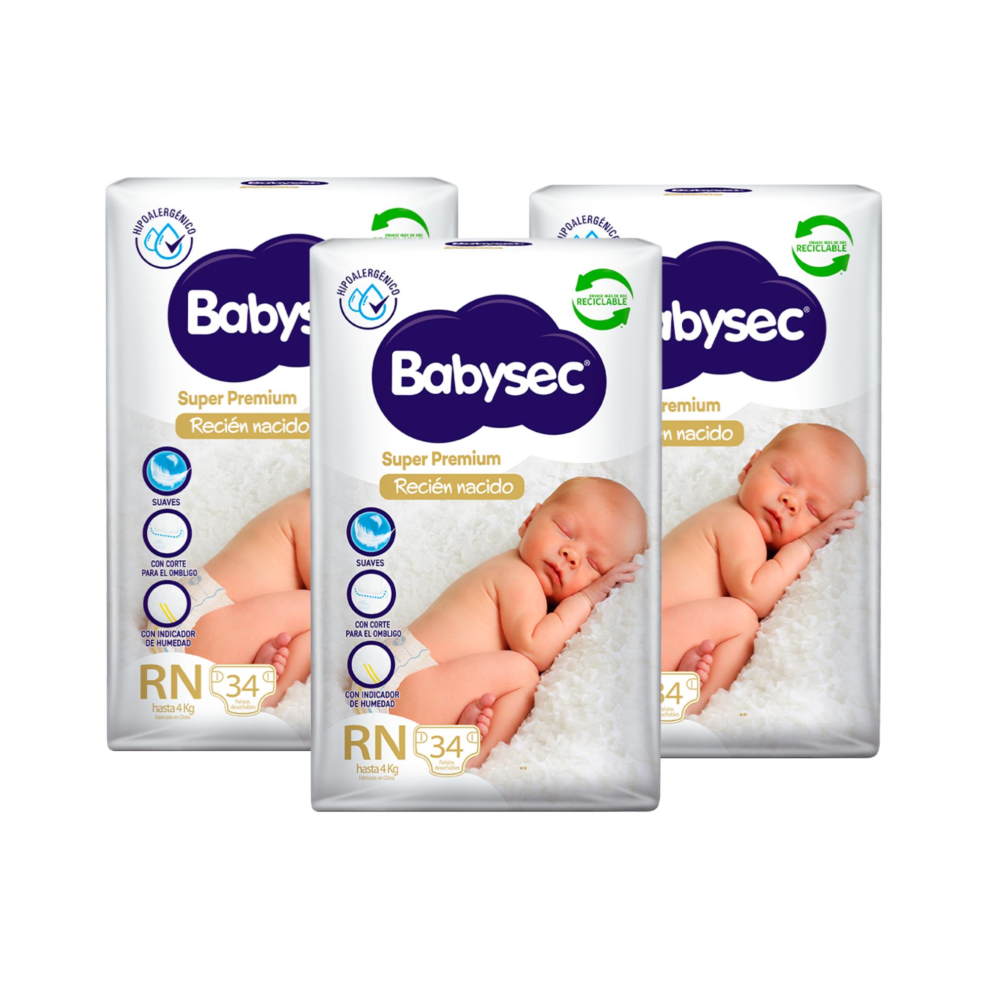 3 PAQUETES PAÑALES BABYSEC RECIEN NACIDO 102 UN - 2