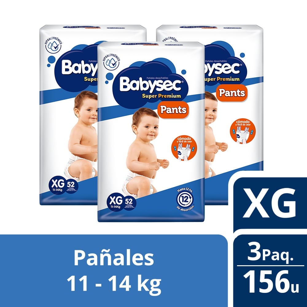 3 PAQUETES PANTS BABYSEC SUPER PREMIUM 156 UN TALLA XG - 1