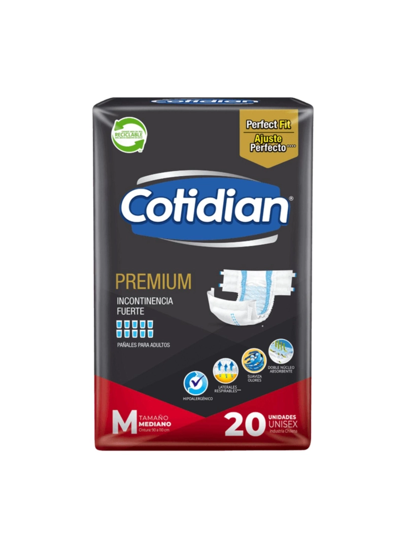 3 PAQUETES PAÑALES DE ADULTO COTIDIAN PREMIUM 60 UN TALLA M - 2