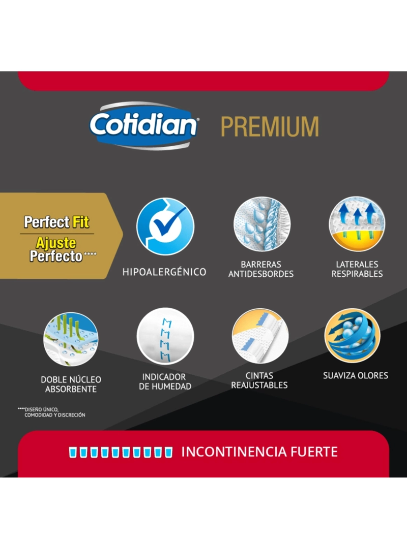 3 PAQUETES PAÑALES DE ADULTO COTIDIAN PREMIUM 60 UN TALLA M - 3