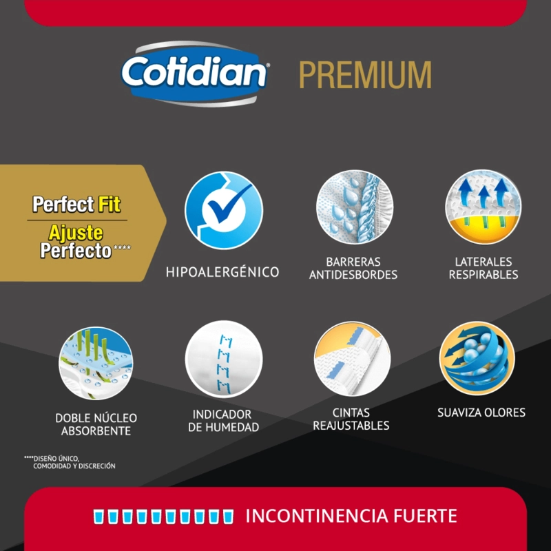 PAÑALES ADULTO COTIDIAN PREMIUM INCONTINENCIA FUERTE 20 UN M - 3