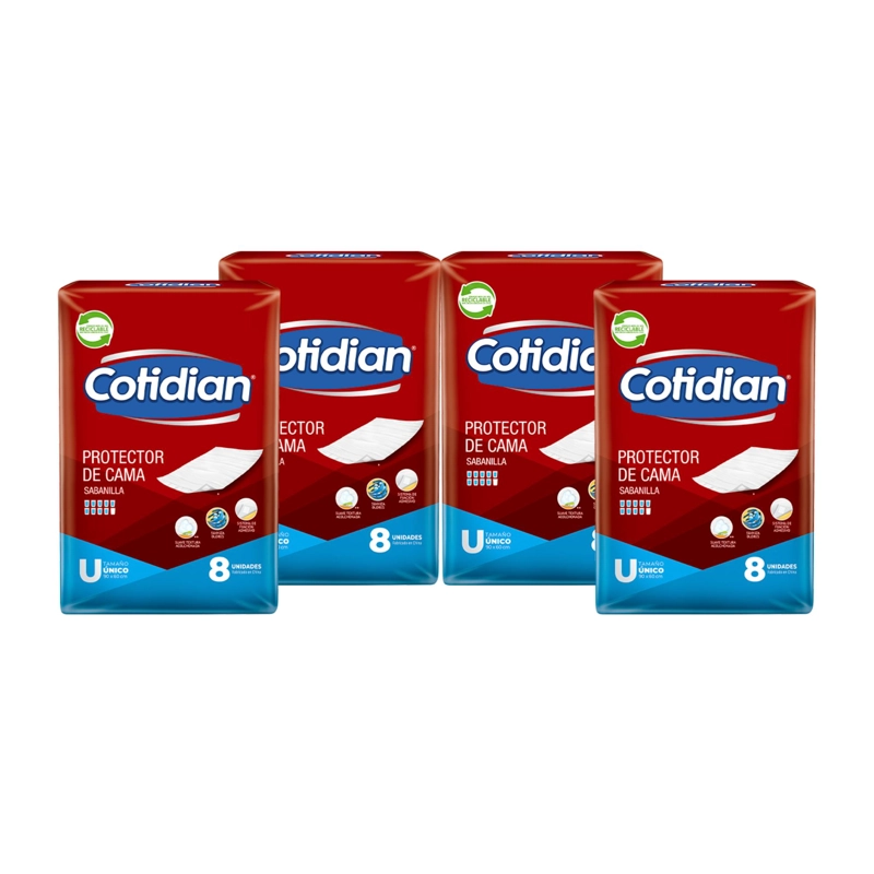 PACK X4 PAQUETES SABANILLAS COTIDIAN GEL SÚPER ABSORBENTE 32 UN - 2