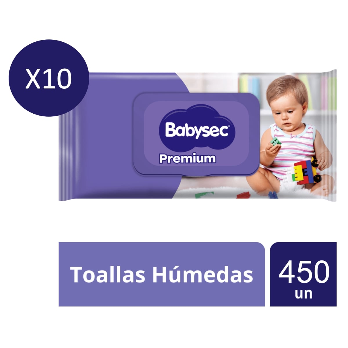 PACK 10 TOALLITAS HÚMEDAS BABYSEC PREMIUM 45 UN - 1