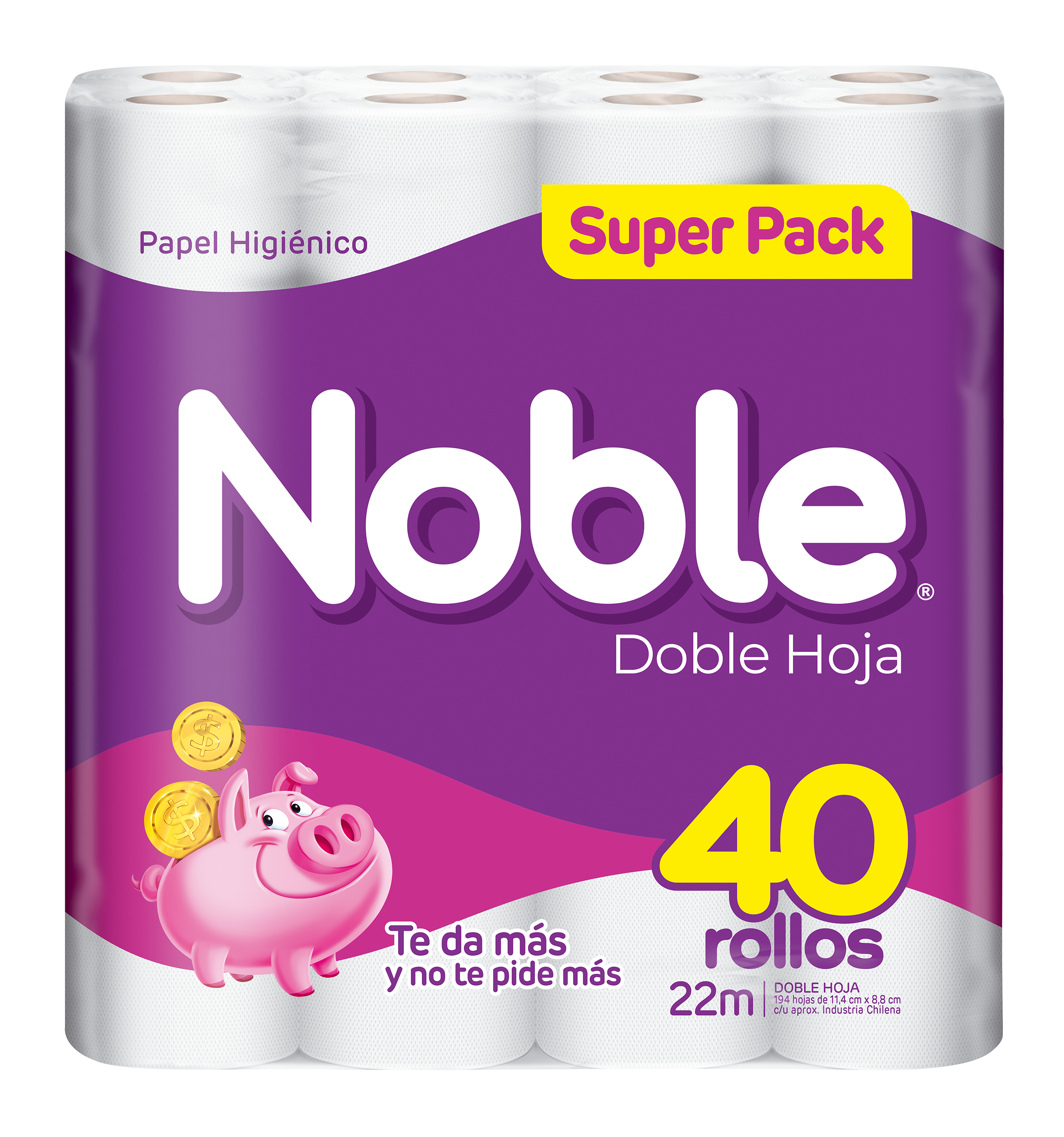 PACK DE 2 PAPEL HIGIENICO NOBLE DH 22MTS X 40 - 2