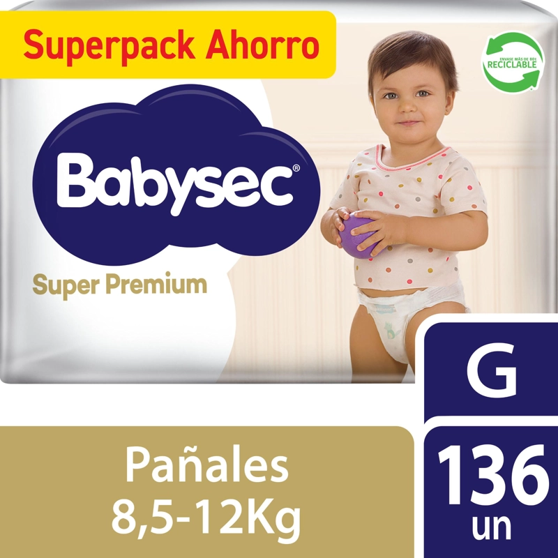 PAÑAL BABYSEC SUPER PREMIUM G 136UN - 1
