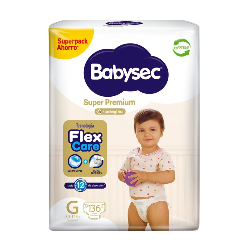 PAÑAL BABYSEC SUPER PREMIUM G 136UN - 2