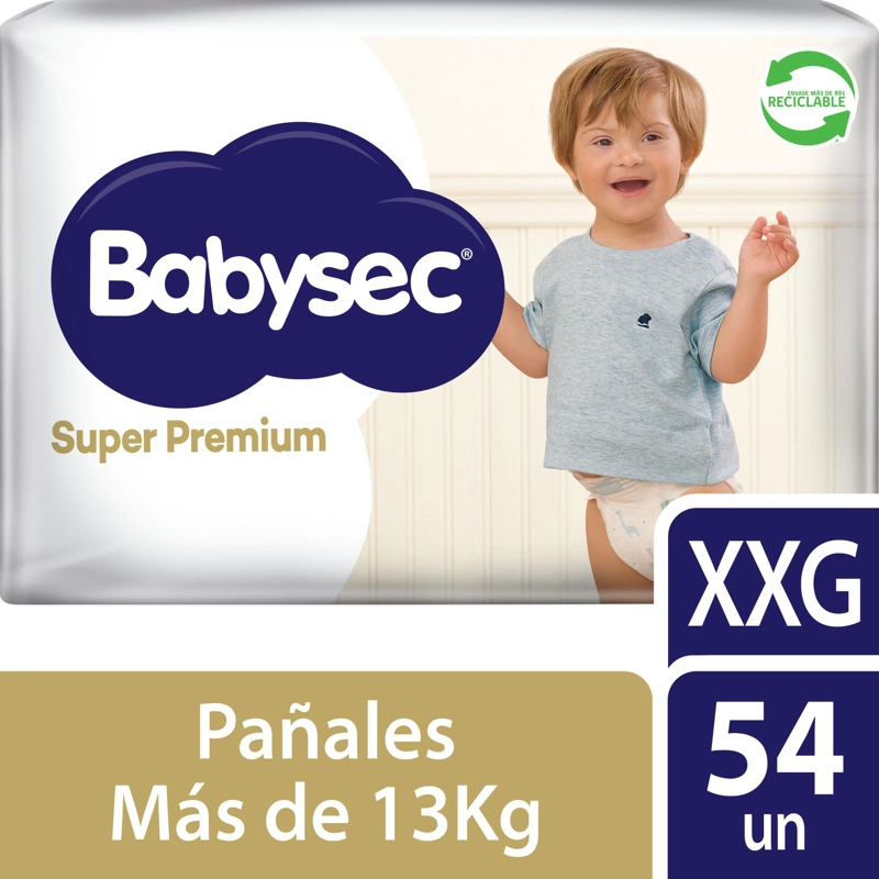 PAÑALES BEBE  BABYSEC SUPER PREMIUM CUIDADO TOTAL 54 UN XXG - 1