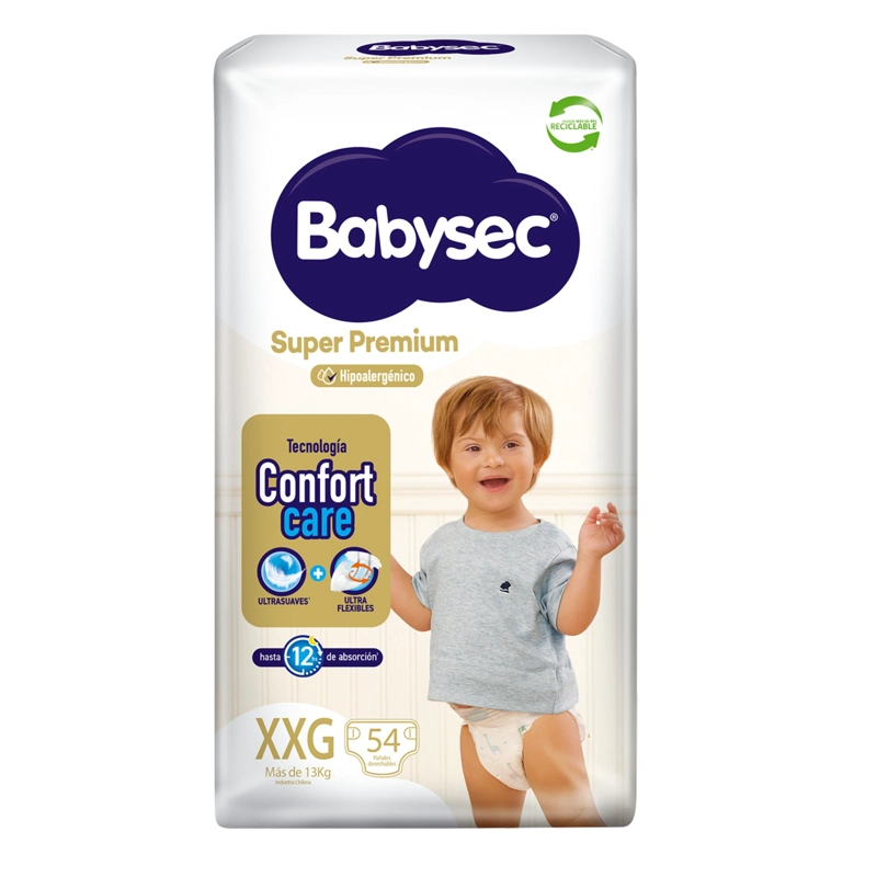 PAÑALES BEBE  BABYSEC SUPER PREMIUM CUIDADO TOTAL 54 UN XXG - 2