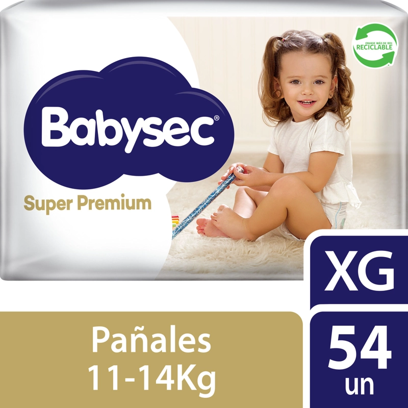 PAÑALES DE BEBE  BABYSEC SUPER PREMIUM CUIDADO TOTAL 54 UN XG - 1