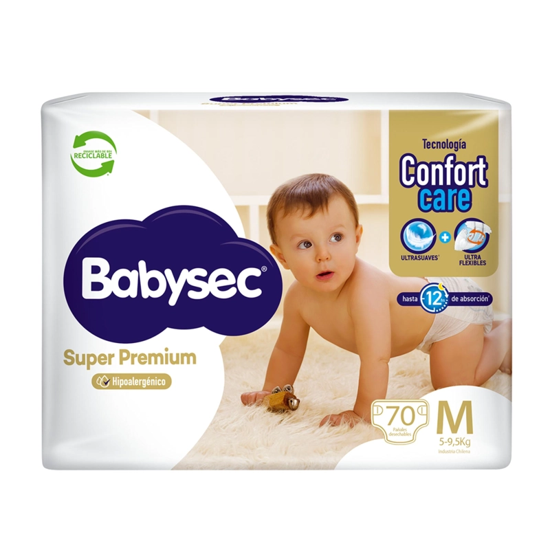 PAÑALES DE BEBE  BABYSEC SUPER PREMIUM CUIDADO TOTAL 70 UN M - 2