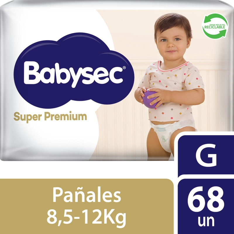 PAÑALES DE BEBE  BABYSEC SUPER PREMIUM CUIDADO TOTAL 68 UN G - 1