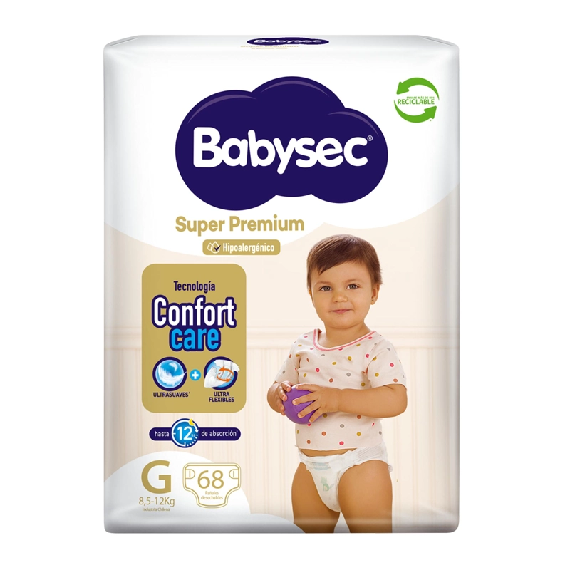 PAÑALES DE BEBE  BABYSEC SUPER PREMIUM CUIDADO TOTAL 68 UN G - 2