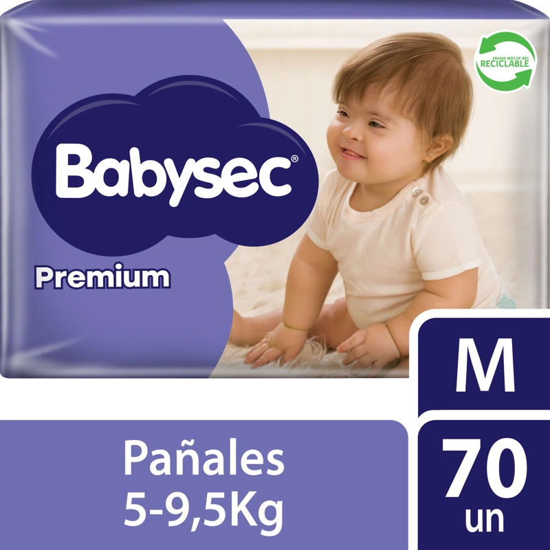 PAÑALES DE BEBE  BABYSEC PREMIUM CUIDADO TOTAL 70UN M - 1
