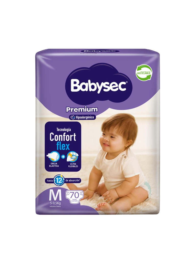 PAÑALES DE BEBE  BABYSEC PREMIUM CUIDADO TOTAL 70UN M - 2