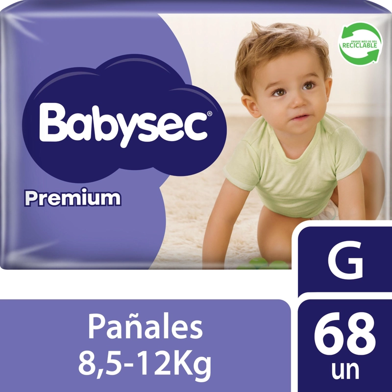 PAÑALES DE BEBE  BABYSEC PREMIUM CUIDADO TOTAL 68UN G - 1