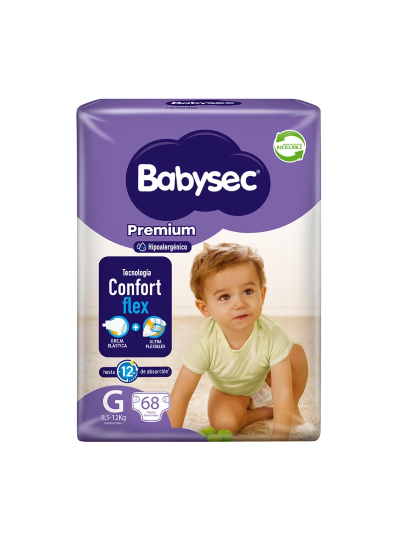 PAÑALES DE BEBE  BABYSEC PREMIUM CUIDADO TOTAL 68UN G - 2