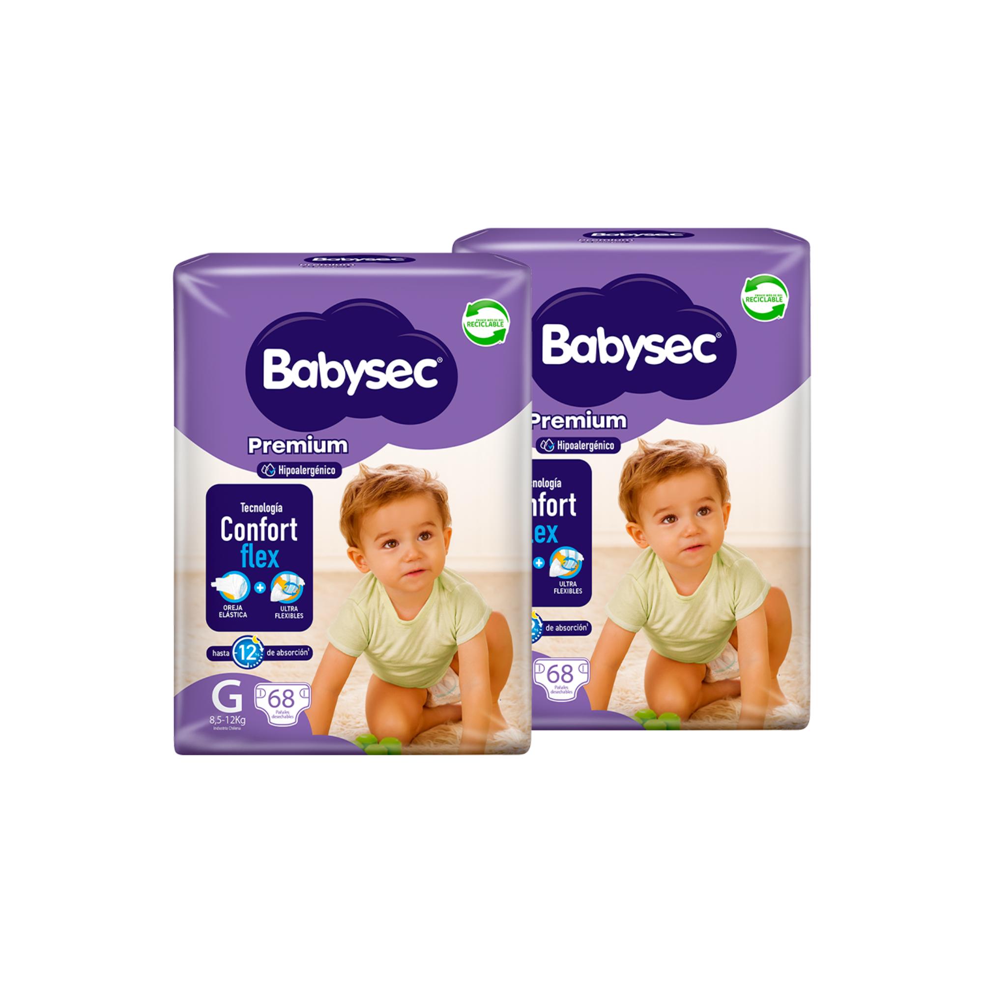 2 PAQUETES DE PAÑALES DE BEBE  BABYSEC PREMIUM 136 UN G - 2