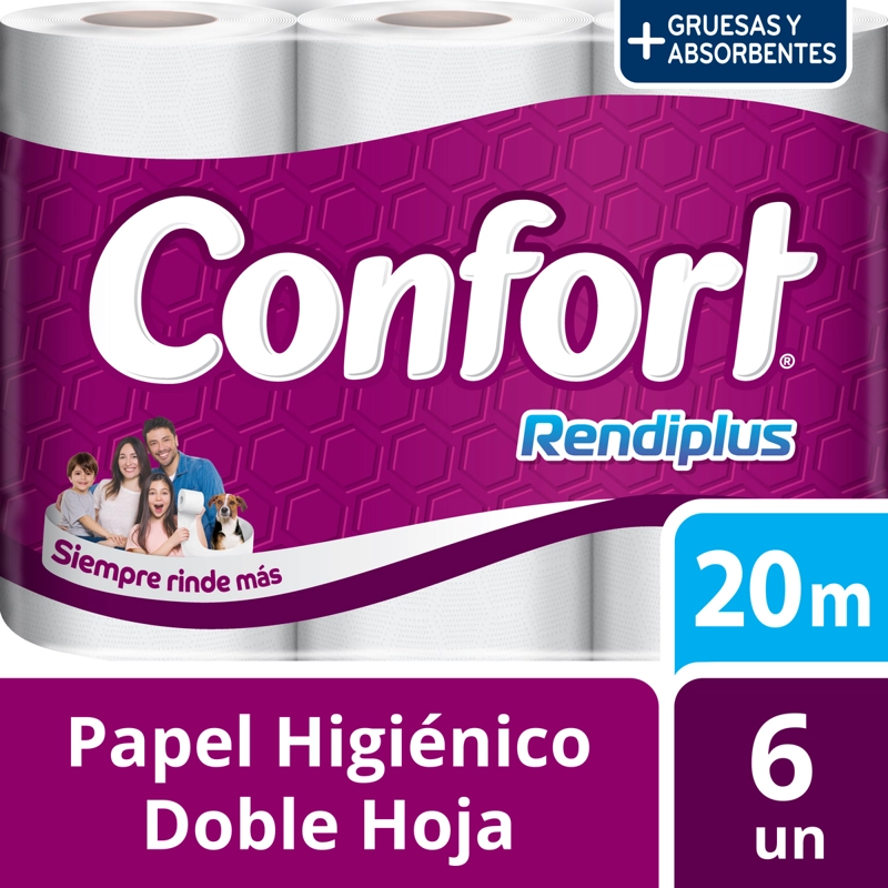 PAPEL HIGIENICO CONFORT RENDIPLUS DOBLE HOJA 6UN X 20M - 1