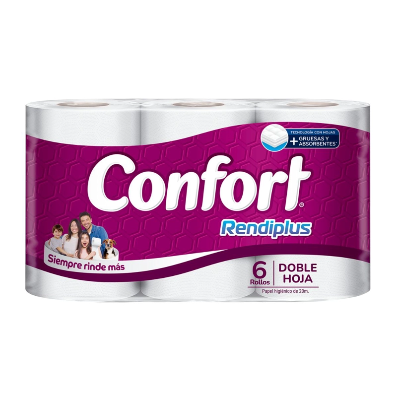 PAPEL HIGIENICO CONFORT RENDIPLUS DOBLE HOJA 6UN X 20M - 2