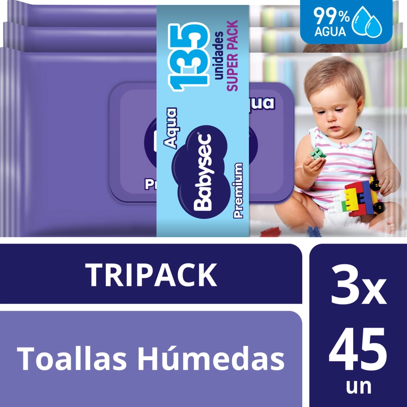 TOALLAS HUMEDAS BABYSEC PREMIUM PACK 135 UN - 1