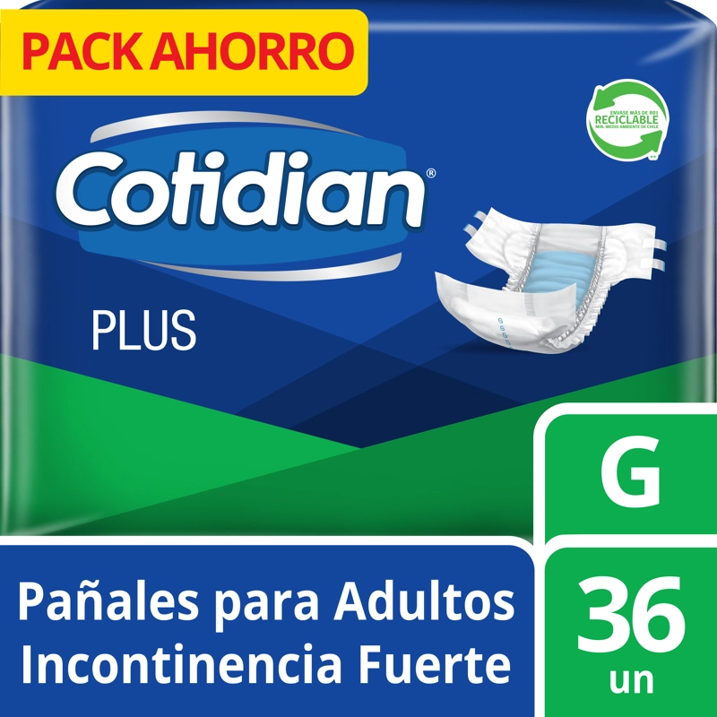 PAÑAL DE ADULTO COTIDIAN PLUS INCONTINENCIA FUERTE 36 UN G - 1