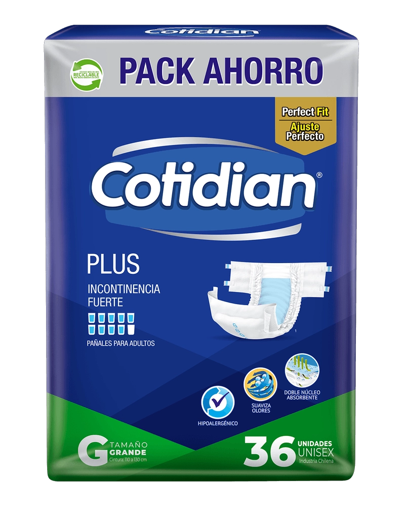 PAÑAL DE ADULTO COTIDIAN PLUS INCONTINENCIA FUERTE 36 UN G - 2