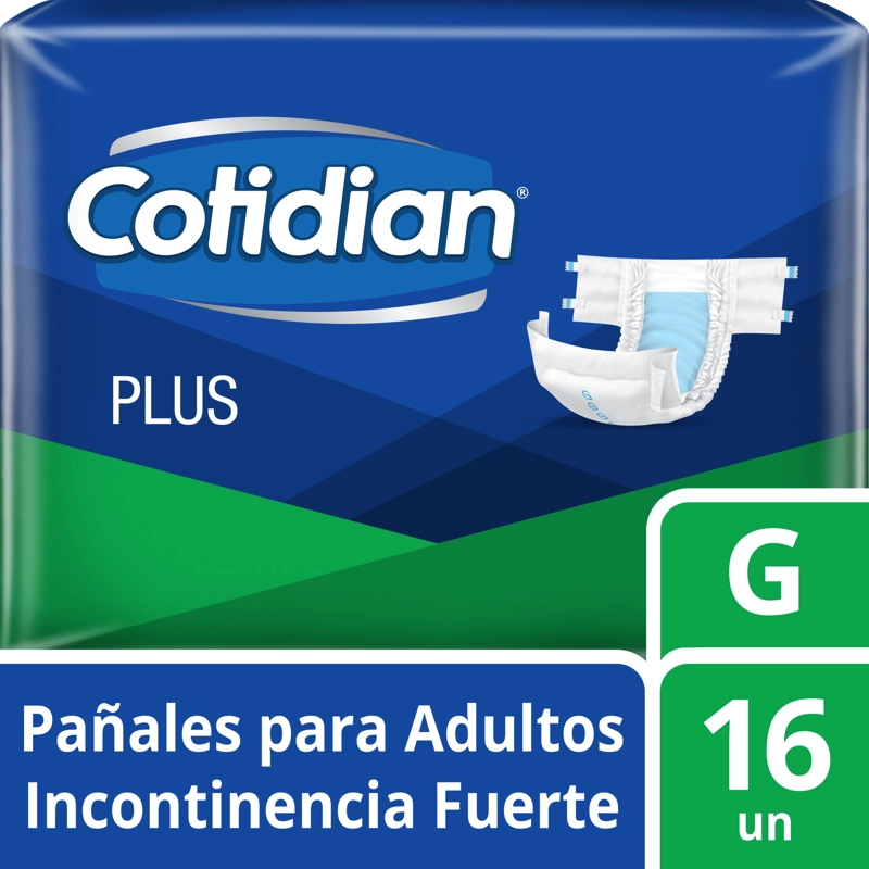 PAÑALES DE ADULTO COTIDIAN PLUS INCONTINENCIA FUERTE 16 UN G - 1