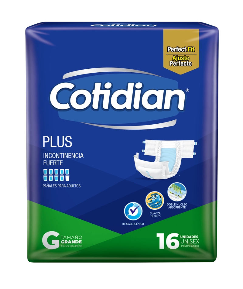 PAÑALES DE ADULTO COTIDIAN PLUS INCONTINENCIA FUERTE 16 UN G - 2
