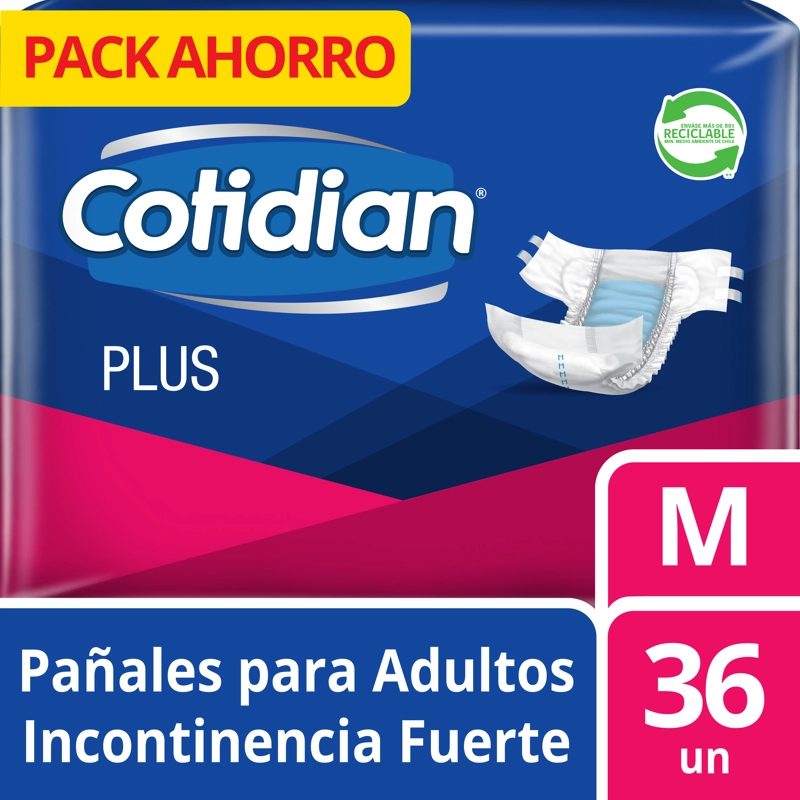 PAÑAL DE ADULTO COTIDIAN PLUS INCONTINENCIA FUERTE 36 UN M - 1