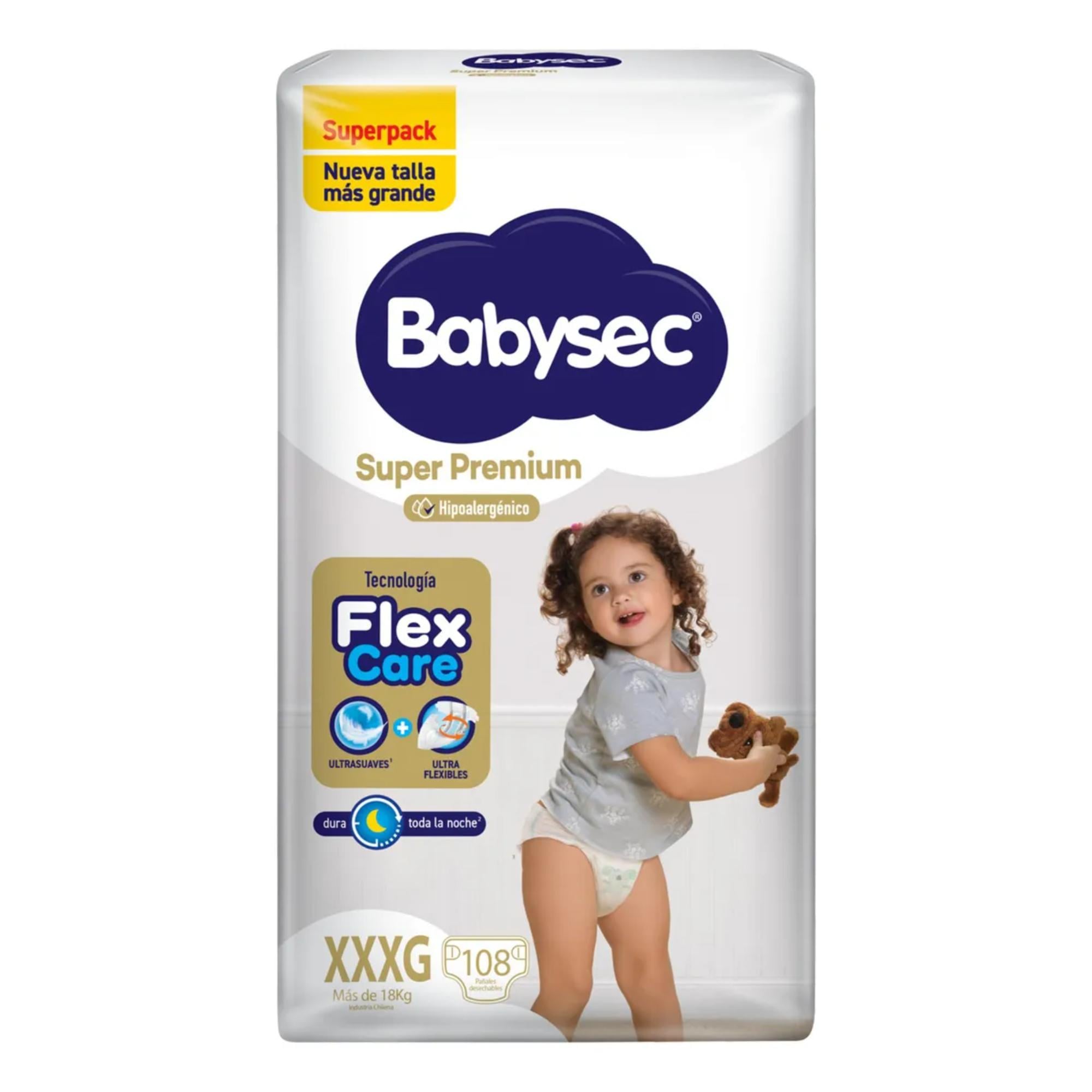 PAÑAL DE BEBE  BABYSEC SUPER PREMIUM XXXG 108UN - 2