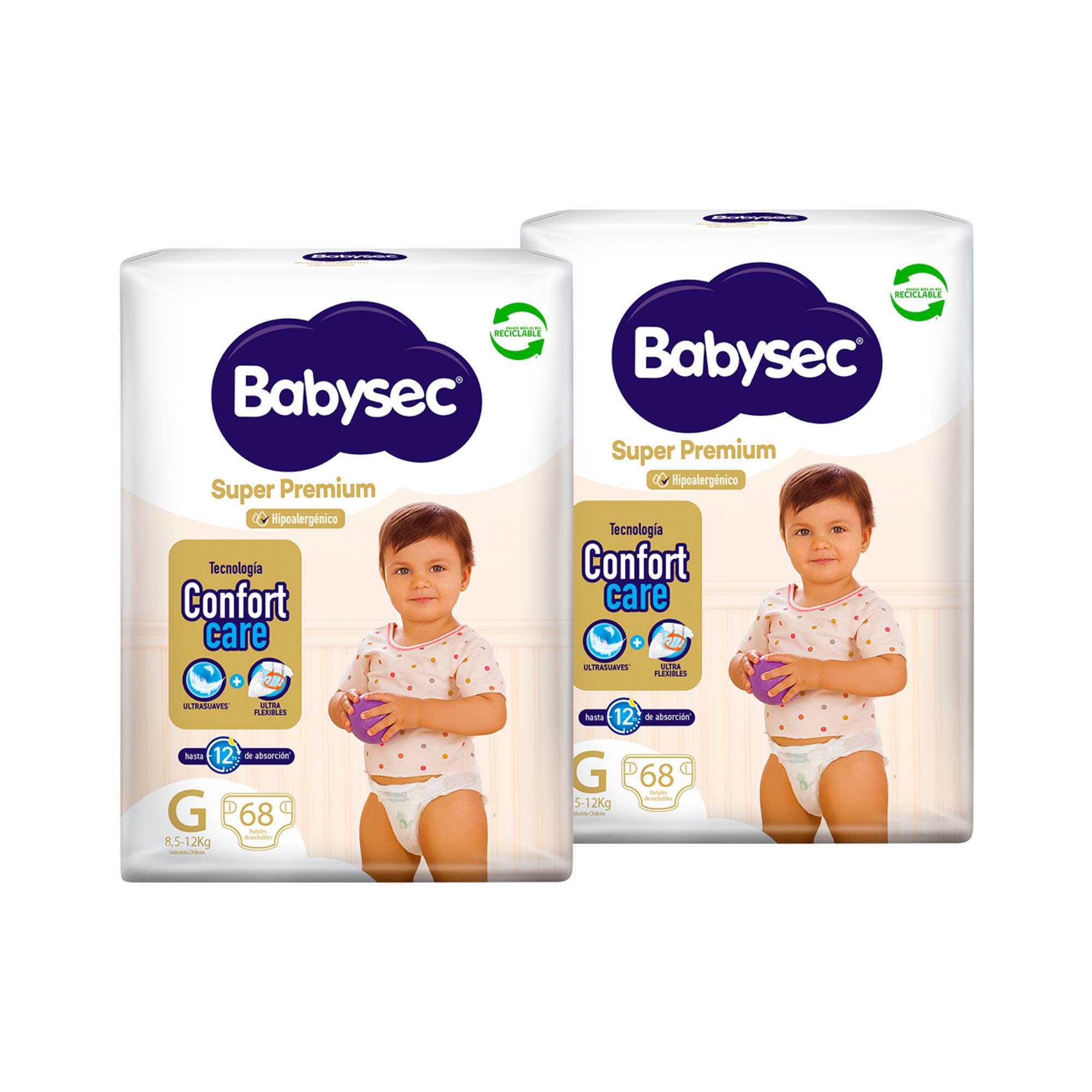 2 PAQUETES DE PAÑALES DE BEBE  BABYSEC SUPER PREMIUM 136 UN G - 2