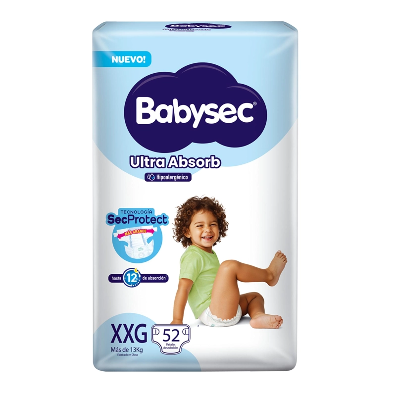 PAÑAL DE BEBE  BABYSEC ULTRA ABSORB XXG 52UN - 2